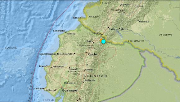 Dos sismos de magnitud 4,9 y 4,8 sacudieron la frontera de Ecuador y Colombia, el 6 de mayo de 2024. (Captura de USGS)