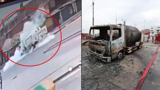 Incendio en VES: el momento en que el camión cisterna se accidenta e inicia la fuga de GLP | VIDEO