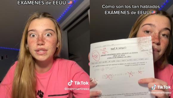 Una estudiante española mostró cómo se toman los exámenes en Estados Unidos y se volvió viral. (Foto: TikTok/@merymartineez).
