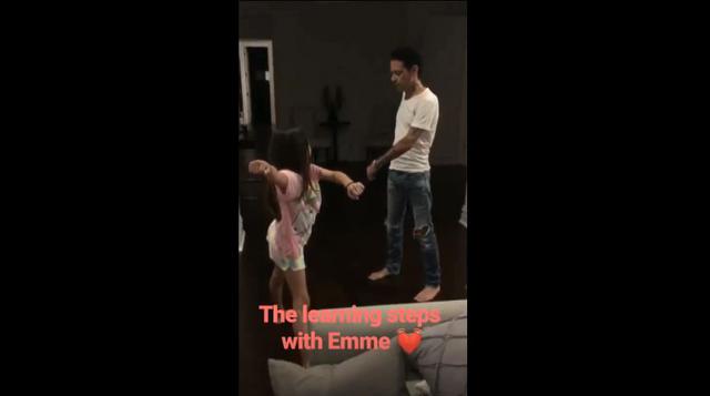 Marc Anthony y Emme, la hija que tiene con Jennifer López, bailaron el baile de moda 'swish swish challenge'. (Foto: Instagram)