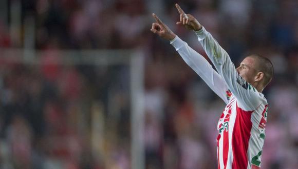 Cristian Calderón anotó el 1-0 en el Monterrey vs. Necaxa en el marco del duelo de ida de los cuartos de final de la Liguilla de la Liga MX (Foto: AFP)