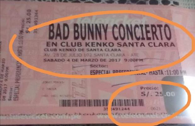 Bad Bunny concert ticket