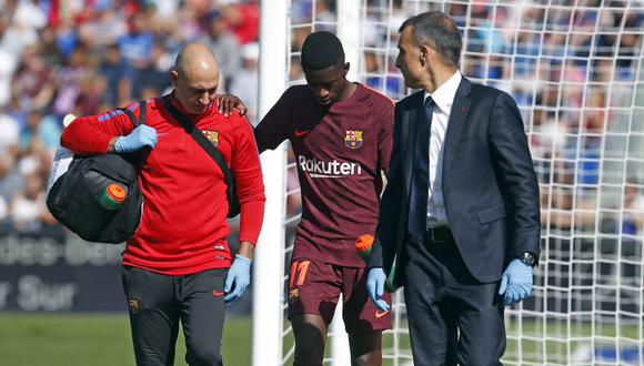 Ousmane Dembélé empezó a dar serios problemas al Barcelona. La joven figura francesa se lesionó ante Getafe. Este es el diagnóstico final del malestar que lo aqueja. (Foto: AFP)