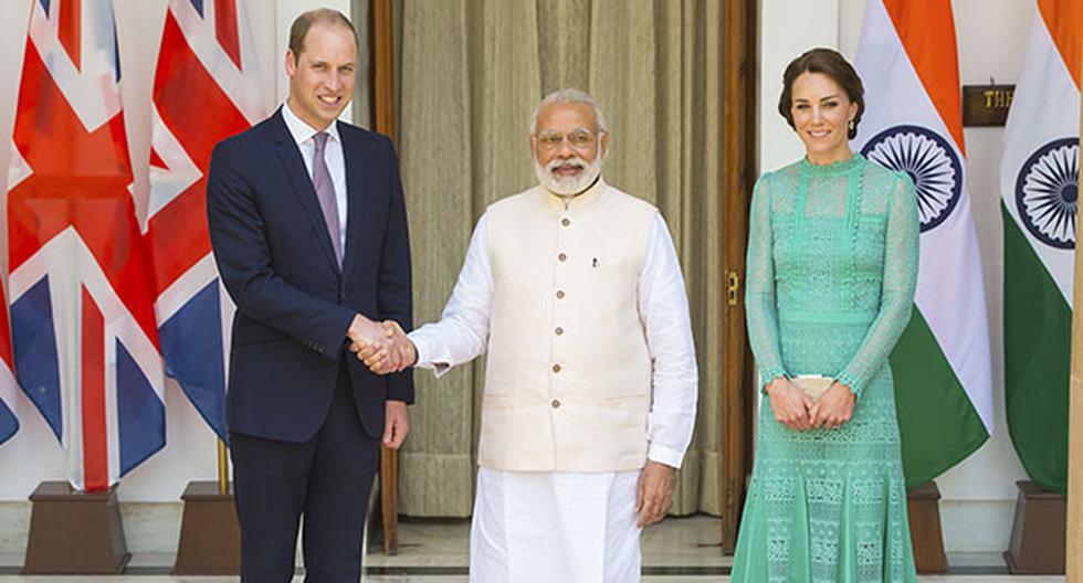 El príncipe Guillermo y su esposa Catalina junto al primer indio Narendra Modi. (Foto: Getty Images)