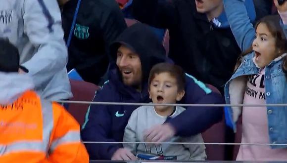 Barcelona vs. Real Madrid: Lionel Messi celebró con su hijo el tanto de Coutinho en el Camp Nou | VIDEO. (Video: Barcelona / Foto: Captura de pantalla)