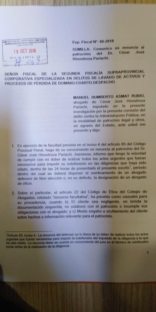 Abogado renuncia a defender a ex juez César Hinostroza tras fuga | POLITICA  | EL COMERCIO PERÚ