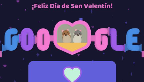 Google celebra San Valentín con Doodle animado. (Foto: Google)