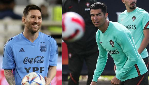 Messi entrena en Abu Dabi y Cristiano en Lisboa. (Fotos: AFP)