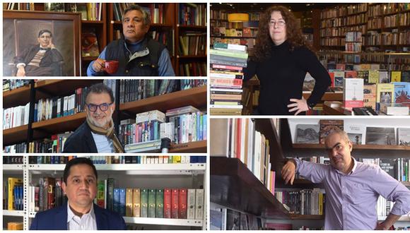 Libreros Guillermo Rivas, Manuel Velarde, Malena Sanseviero, Benjamín Corzo y Ricardo Palacios. (Fotos: Javier Zapata)