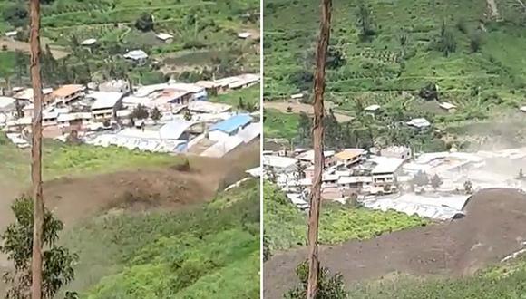 El deslizamiento ocurrió pasadas las 10 de la mañana de este jueves 13 de abril en La Perla-Chaupi- distrito de Atavillos Bajo, en Huaral | Foto: Captura de video