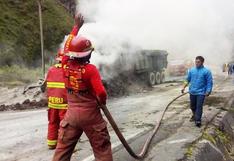 Huánuco: chofer muere al incendiarse su vehículo tras choque con otra unidad