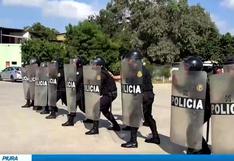 Piura: agentes de Policía Nacional entrenan frente a posibles manifestaciones a nivel nacional