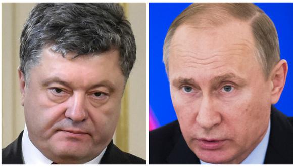 Petro Poroshenko, presidente de Ucrania, y su hom&oacute;logo de Rusia Vladimir Putin. (AP / Reuters).