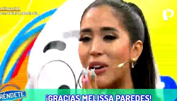 Melissa Paredes se despidió entre lágrimas de 'Préndete' de Panamericana TV. (Foto: Captura de video)