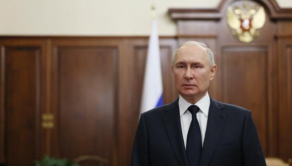El presidente de Rusia, Vladimir Putin, se dirige a la nación en Moscú el 26 de junio de 2023. (Foto de Gavriil GRIGOROV / SPUTNIK / AFP)