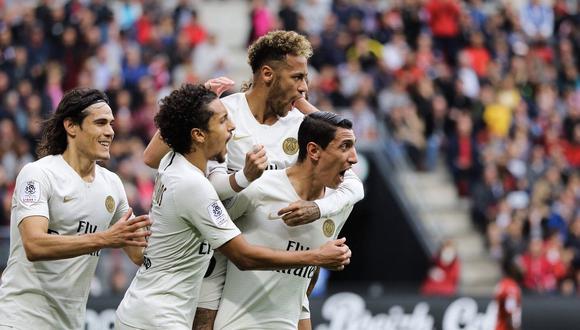 PSG remontó el marcador con goles de Di María, Meunier y Choupo-Moting. El resultado le permite seguir en la parte alta de la Ligue 1. (Foto: AFP)