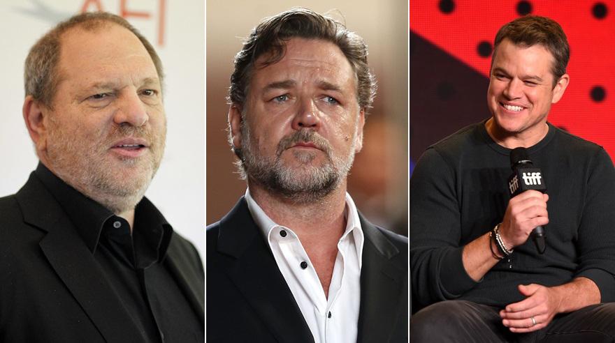 Matt Damon y Russell Crowe habrían impedido que salga un reportaje sobre los abusos del productor Harvey Weinstein. (Fotos: Agencias)