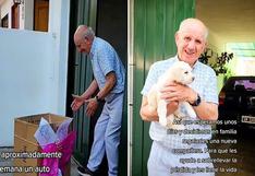 Abuelo perdió a su mascota y familia le regala una nueva compañera para sobrellevar el dolor