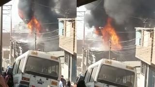 Incendio consume grifo clandestino en San Juan de Lurigancho [VIDEO]