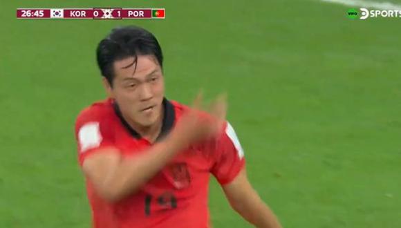 Gol de Kim Young-Gwon para el 1-1 de Portugal vs. Corea del Sur en Qatar 2022. (Foto: DirecTV Sports)