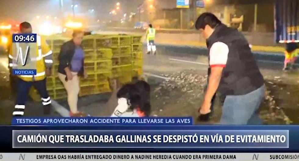 Camión se despistó en plena Vía Evitamiento en El Agustino (Captura: Canal N)