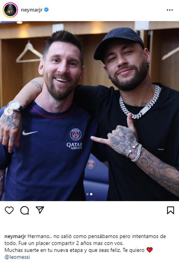 El emotivo mensaje que Neymar le dedicó a Lionel Messi. (Foto: Instagram)