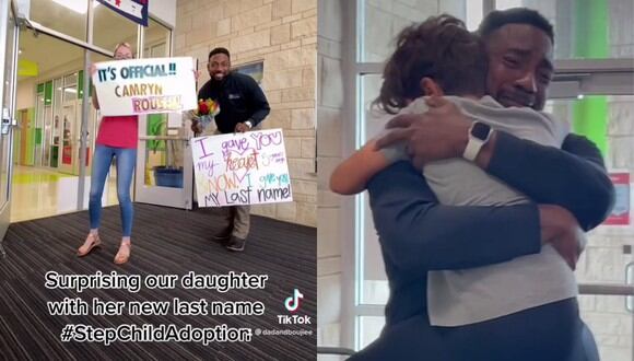Un video viral muestra cómo un padre le comunicó a su hijastra que a partir de ahora son legalmente familia. | Crédito: @dadandboujiee / TikTok