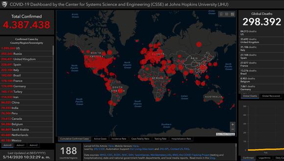 Mapa del coronavirus en el mundo en tiempo real hoy jueves 14 de mayo: contagiados y muertos.