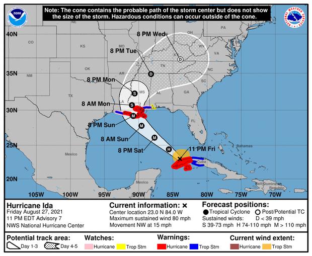 The path of Hurricane Ida.  (AFP).