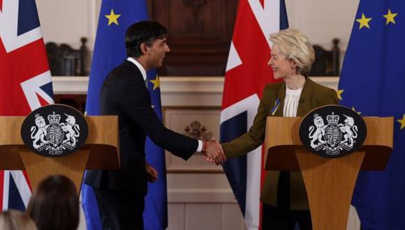 El primer ministro británico, Rishi Sunak, y la presidenta de la Comisión Europea, Ursula von der Leyen. (PA MEDIA)