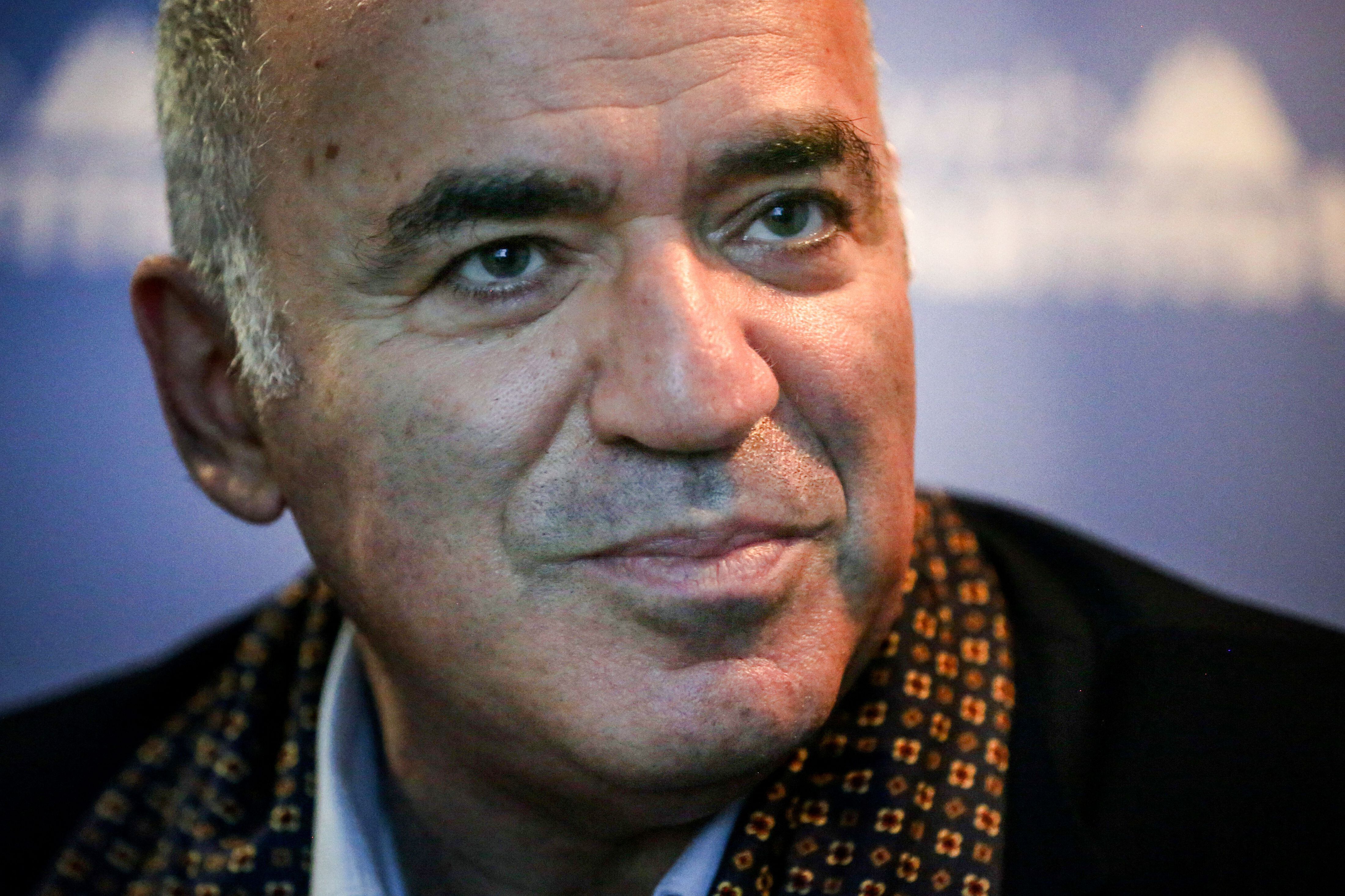 Russian chess grandmaster and Avast security ambassador Garry Kasparov.  (Photo by CARLOS COSTA/AFP).
