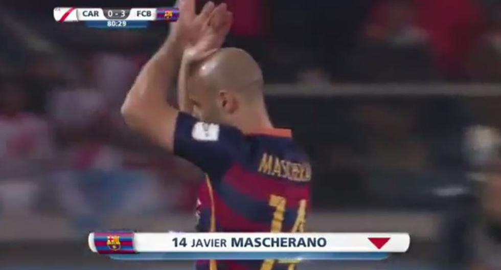Javier Mascherano en el Barcelona vs River Plate por la final del Mundial de Clubes 2015 (Foto: Twitter)