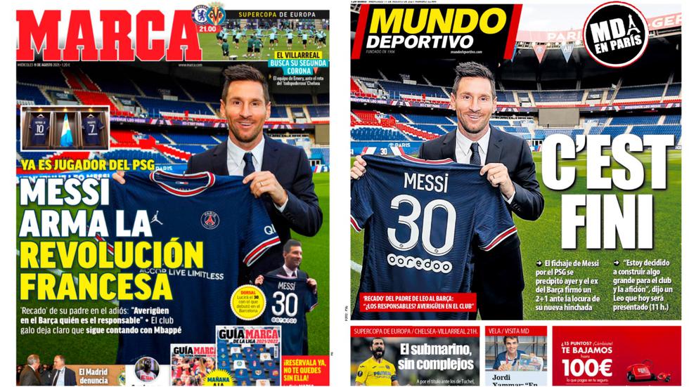 Las portadas tras el fichaje de Lionel Messi por el PSG