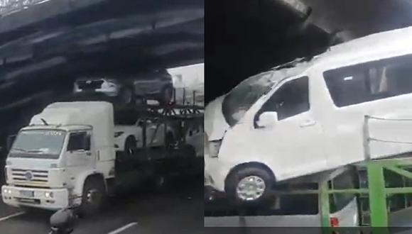 Accidente desató gran congestión vehicular en el referido puente, en el Cercado de Lima. (Foto: captura video Latina)