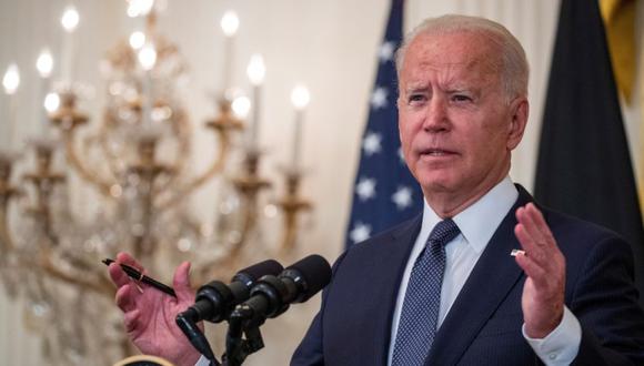 El presidente estadounidense Joe Biden participa en una conferencia de prensa conjunta en el East Room de la Casa Blanca en Washington, DC, Estados Unidos. (Foto: EFE / EPA / SHAWN THEW).