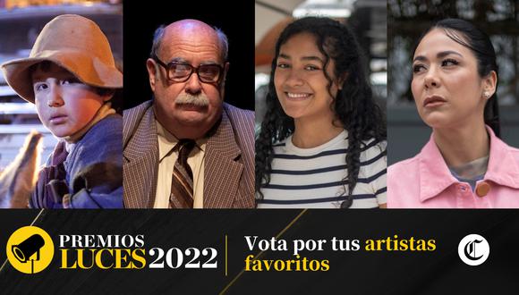 En la imagen algunos nominados a los premios Luces 2022: Víctor Acurio ("Willaq Pirqa"), Alberto Isola ("Tristeza y alegría en la vida de las jirafas"), Guadalupe Farfán ("Al fondo hay sitio") y Magdyel Ugaz ("Encintados"). Las votaciones terminan el 26 de febrero a la medianoche.