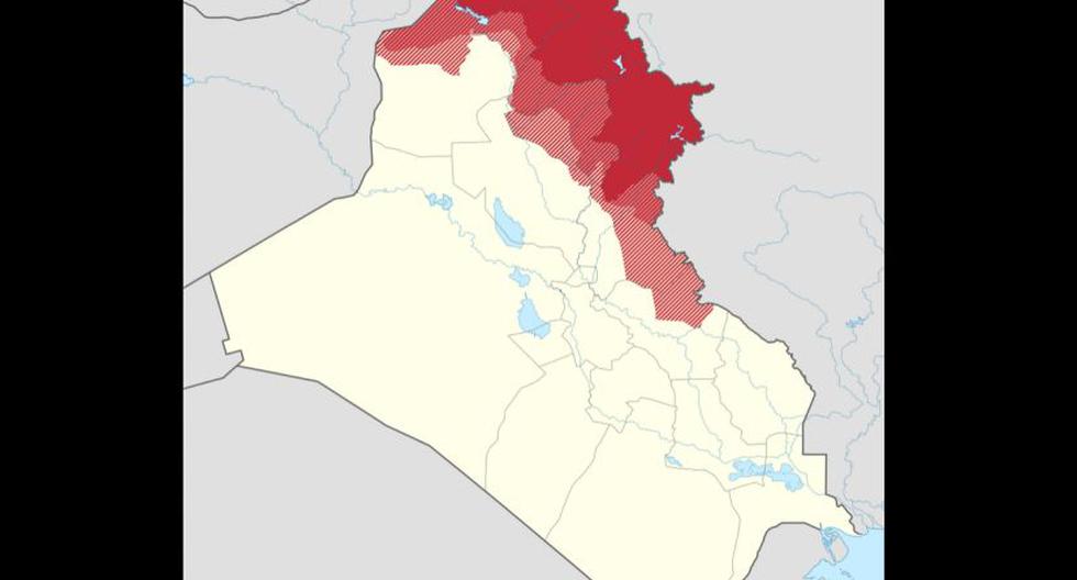 Kurdistán iraquí en rojo hacia 2014. (Foto: Wikimedia)