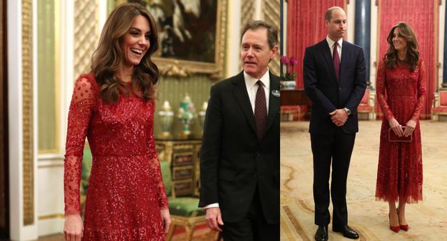 Kate Middleton se decantó en un espectacular vestido rojo de lentejuelas para ser anfitriona de una gala en el Palacio de Buckingham, en el marco de la Cumbre de Inversión entre el Reino Unido y África. (Fotos: AFP)