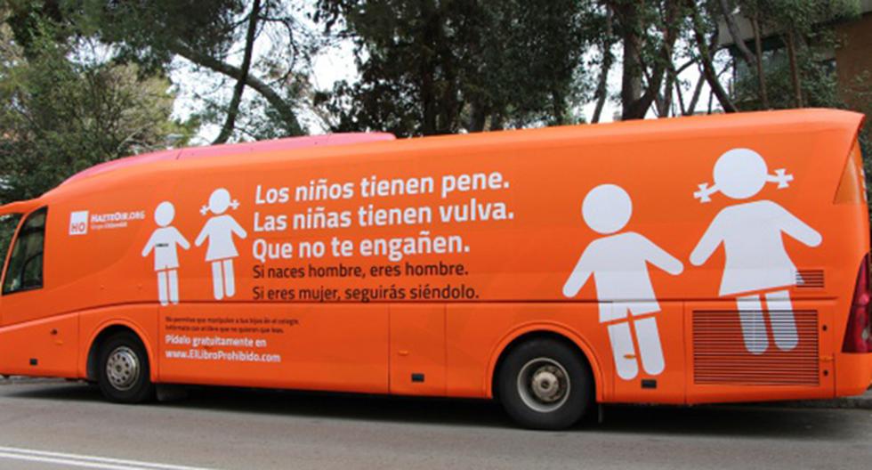 Madrid paralizó autobús con publicidad contra diversidad sexual tras polémica. (Foto: Hazteoir.org)