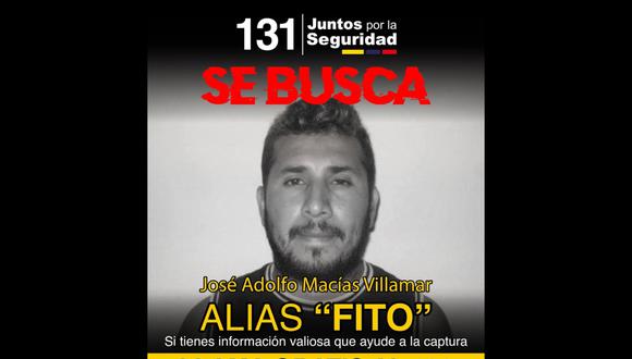 El cartel de requerimiento de José Adolfo Macías Villamizar, alias Fito, requerido por las Fuerzas Armadas de Ecuador. (Foto de Fuerzas Armadas de Ecuador)