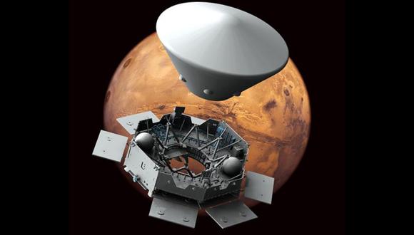 En esta ilustración se ve cómo viajará el rover Rosalind Franklin hasta Marte: dentro de una cápsula. (Foto: ESA)