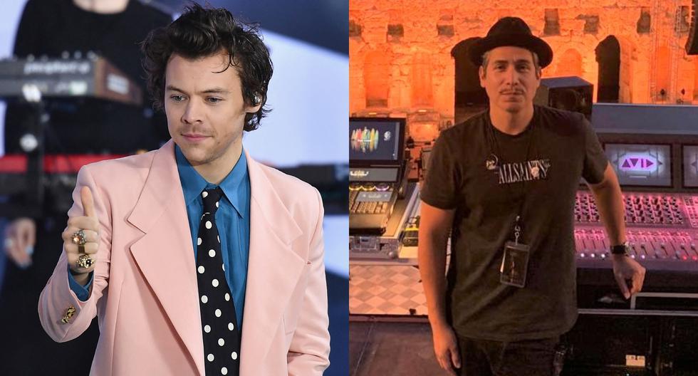 Harry Styles (izquierda) tiene dentro de su equipo de la gira "Love on Tour" al peruano Christian Zuñiga (derecha) como ingeniero de sonido. (Fotos: AFP / Archivo personal de Christian Zuñiga)