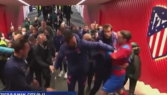 Atlético de Madrid vs Manchester City terminó con fuerte gresca en los vestuarios del Wanda Metropolitano. (Foto: captura)