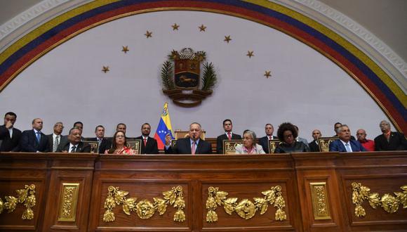 El presidente de la Asamblea Nacional Constituyente (ANC) de Venezuela, Diosdado Cabello, durante una conferencia en Caracas el 8 de enero de 2020 (Foto: Yuri CORTEZ / AFP).