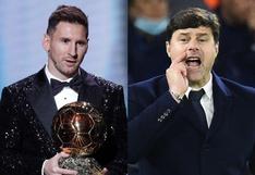 Lionel Messi es felicitado por Mauricio Pochettino tras ganar su séptimo Balón de Oro