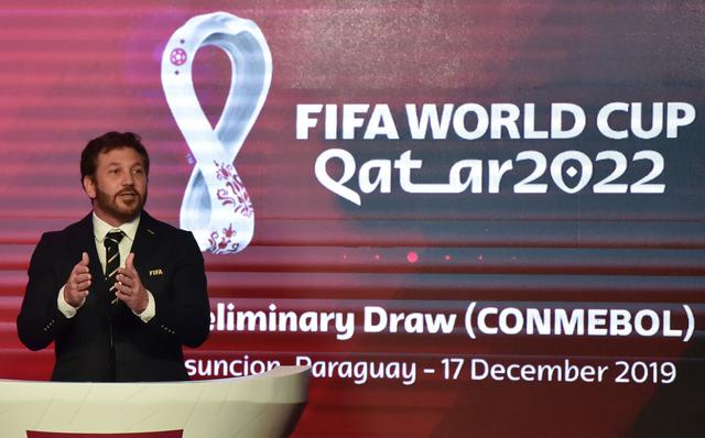 Eliminatorias Qatar 2022: las imágenes que dejó el sorteo en Luque.  / AFP / NORBERTO DUARTE