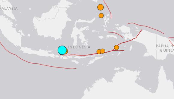 Imagen referencial del sismo ocurrido en Bali, Indonesia | Imagen: USGS