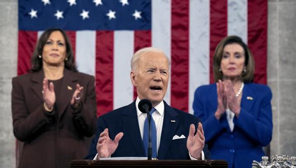 El presidente Joe Biden durante su discurso sobre el estado de la Unión ofrecido la noche del martes en el Capitolio de Estados Unidos. (Foto: Saul Loeb / AP)