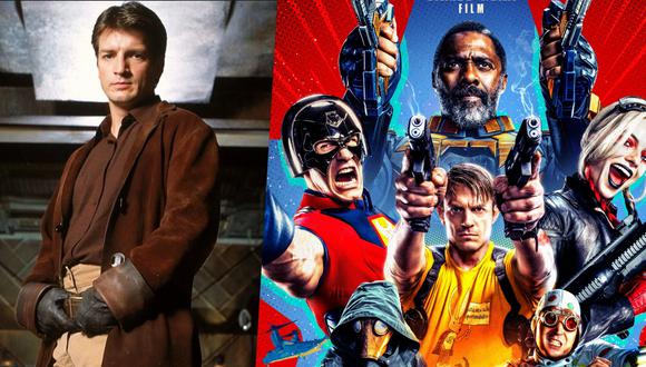 A la izquierda, Nathan Fillion como Malcolm "Mal" Reynolds en 
"Firefly", serie de Joss Whedon que con solo una temporada se volvió una serie de culto. A la derecha, el póster de "The Suicide Squad", la próxima cinta del actor que, antes de estrenarse, acumula críticas positivas. Fotos: 20th Century Fox/ Warner Bros.