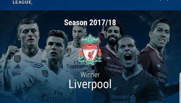 La página web de la UEFA cometió un grosero error al dar como campeón al Liverpool de la presente Champions League (Foto: captura de pantalla)